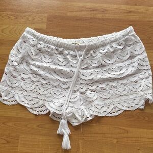 White Crochet Swim Coverup Shorts